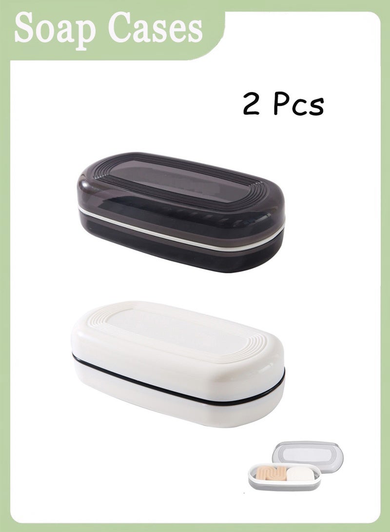 2 Pack Travel Case Shampoo bar, Shampoo Bar Holder, Travel Soap Container, Large Soap Box, Soap Dish with Draining Layer, Case for Bathroom - Image 1