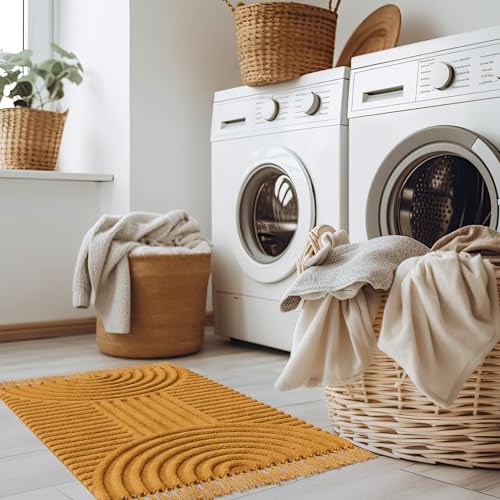 KIBAGA Beautiful Boho Rug with Tassels for Your Bathroom - Soft 2 x 3 ft. Cotton Rug Fits Perfectly Into Your Bath - Washable, Non-Slip Mat Ideal to Enhance Any Modern Home Decor, 24 x 36 inch - Image 5