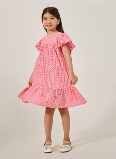 Styli Schiffli Flared Sleeves A-Line Dress  - Image 1