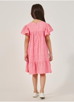 Styli Schiffli Flared Sleeves A-Line Dress  - Image 4