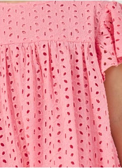 Styli Schiffli Flared Sleeves A-Line Dress  - Image 3