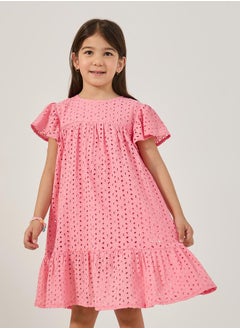 Styli Schiffli Flared Sleeves A-Line Dress  - Image 2