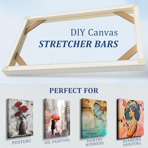 ART 4pcs DIY Wooden Canvas Stretcher Bars Canvas Frame Kit for Gallery Wraps – Sturdy Solid Wood Bars for Oil Paintings, Gallery, Posters, Diamond Painting, Home Studio Wall Decor - Image 3