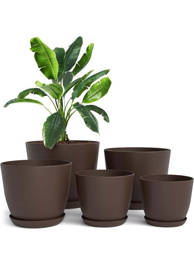 Utopia Home Plant Pots Indoor With Drainage - Pack Of 5 Decorative Flower Pots For Indoor Plants  - Image 5