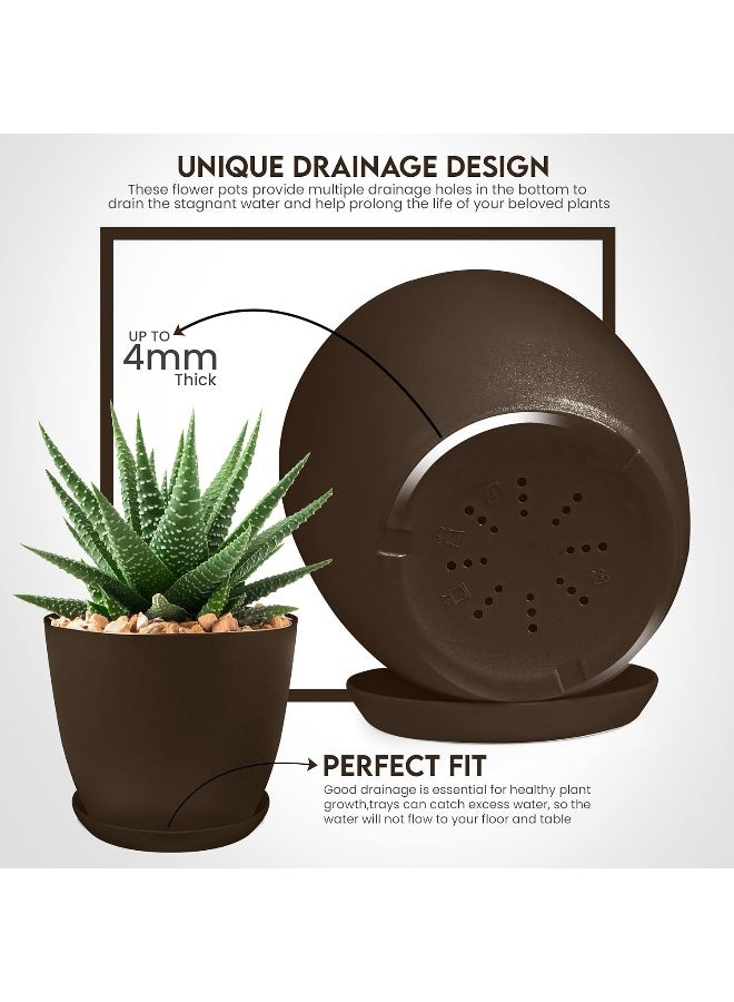 Utopia Home Plant Pots Indoor With Drainage - Pack Of 5 Decorative Flower Pots For Indoor Plants  - Image 1