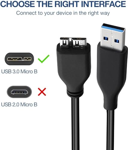 SaiTech IT 3 Feet USB 3.0 Cable A to Micro B high Speed Upto 4.8 Gbps Data Transfer Cable for Portable External Hard Drive - Black - Image 4