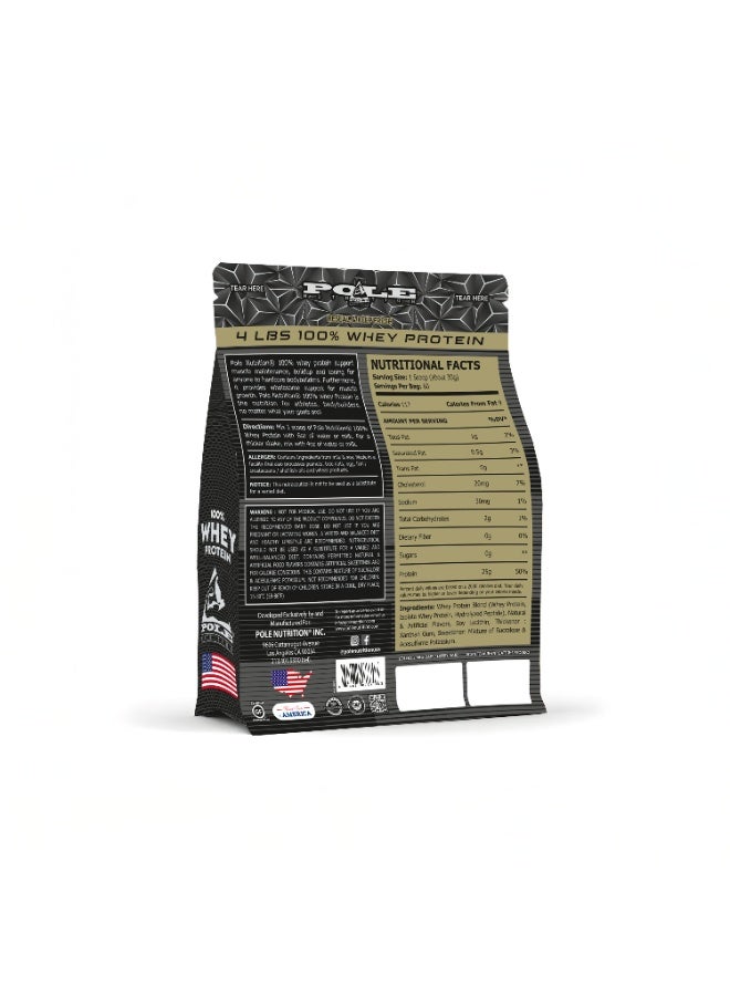 POLE NUTRITION بروتين مصل اللبن 100% 4 رطل (1.81 كجم) - مشروب بروتين عالي مع صفر سكر (آيس كريم فانيليا) - Image 2