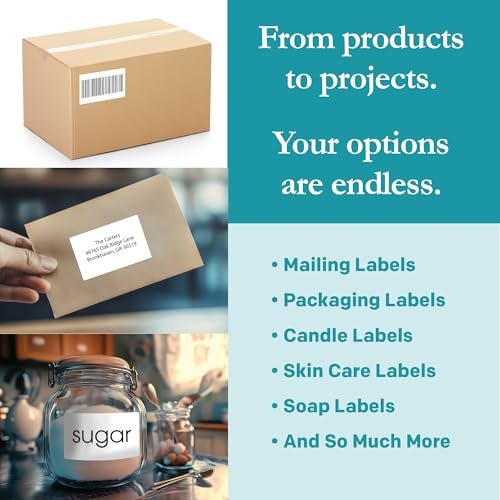 Premium Label Supply White Sticker Shipping/Mailing Labels – 4" x 2.5" – Laser/Inkjet Compatible – (8 per Sheet), 25 Sheets – 200 Total Adhesive Labels - Image 2