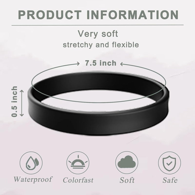 ZiKON 12 Pcs Solid Color Silicone Wristbands Blank Stretch Silicone Wristbands Colorful Rubber Bracelets for Women Men Gifts - Image 2