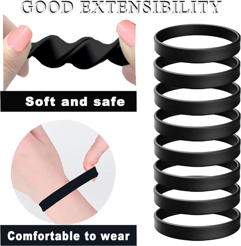 ZiKON 12 Pcs Solid Color Silicone Wristbands Blank Stretch Silicone Wristbands Colorful Rubber Bracelets for Women Men Gifts - Image 4