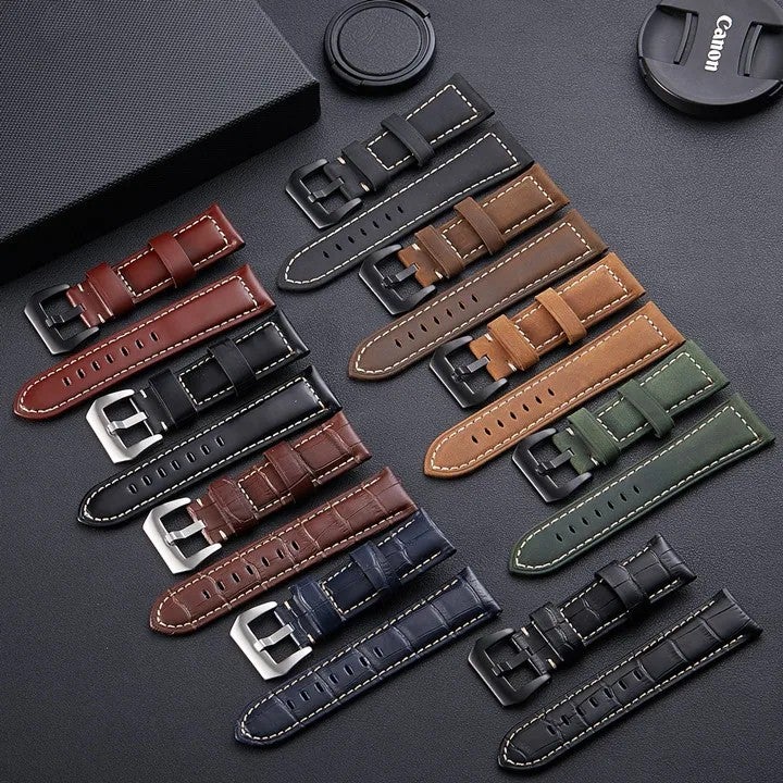 Bluejw Luxury Retro Genuine Leather Watch Band – Replace the Watch Strap for Smart Watches, 20mm 22mm 24mm 26mm Universal Replacement Wristband - Image 2