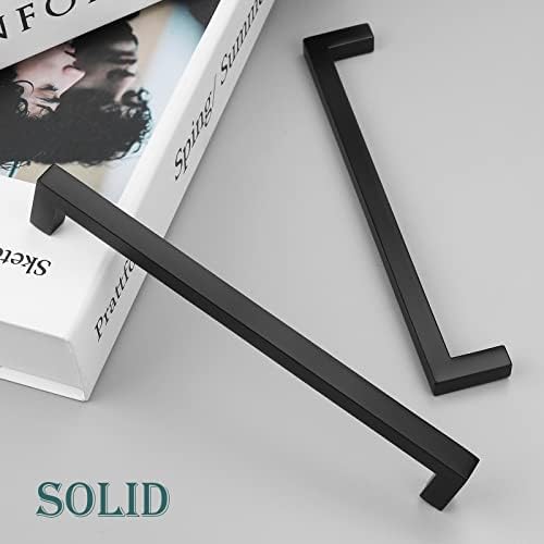 GOBEKOR 30 Pack 6-1/4in(160mm) Matte Black Cabinet Handles Solid Cabinet Pulls Square Dresser Drawer Pulls and Handles Modern Kitchen Hardware - Image 3
