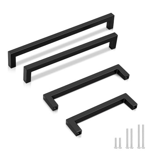 GOBEKOR 30 Pack 6-1/4in(160mm) Matte Black Cabinet Handles Solid Cabinet Pulls Square Dresser Drawer Pulls and Handles Modern Kitchen Hardware - Image 1