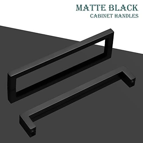 GOBEKOR 30 Pack 6-1/4in(160mm) Matte Black Cabinet Handles Solid Cabinet Pulls Square Dresser Drawer Pulls and Handles Modern Kitchen Hardware - Image 2