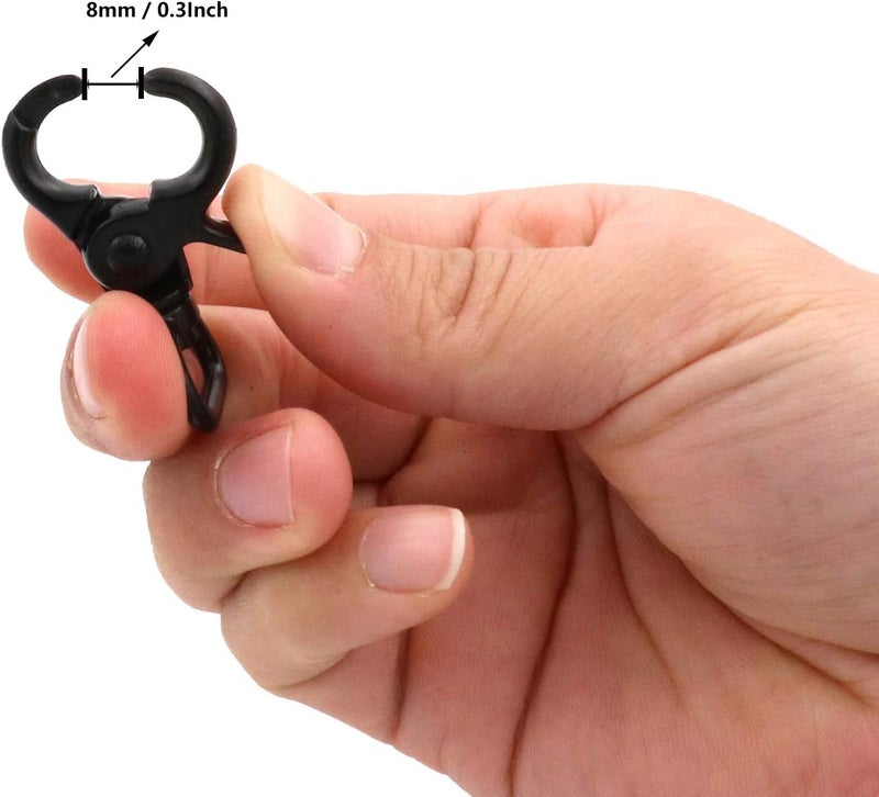 BIKICOCO 5/8'' Swivel Trigger Snap Hook Lobster Claw Clasp Spring Loaded Clip, D-Ring Ended, Black - Pack of 10 - Image 4