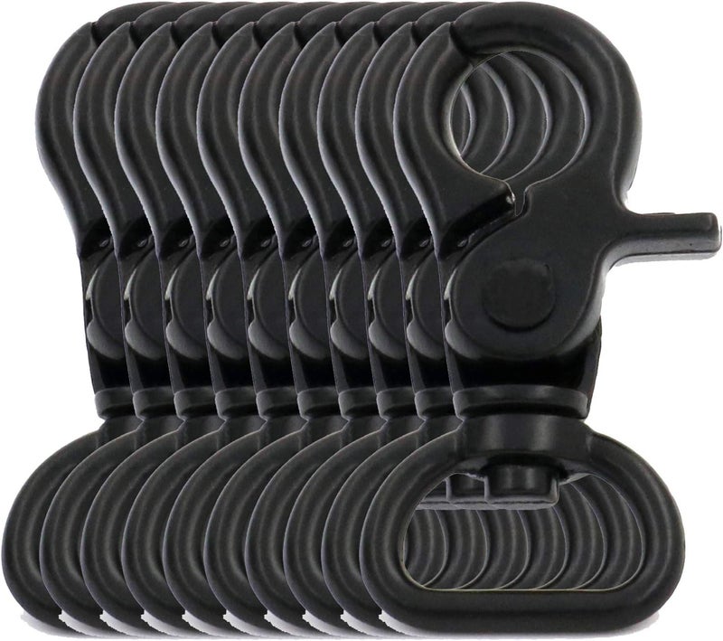 BIKICOCO 5/8'' Swivel Trigger Snap Hook Lobster Claw Clasp Spring Loaded Clip, D-Ring Ended, Black - Pack of 10 - Image 1