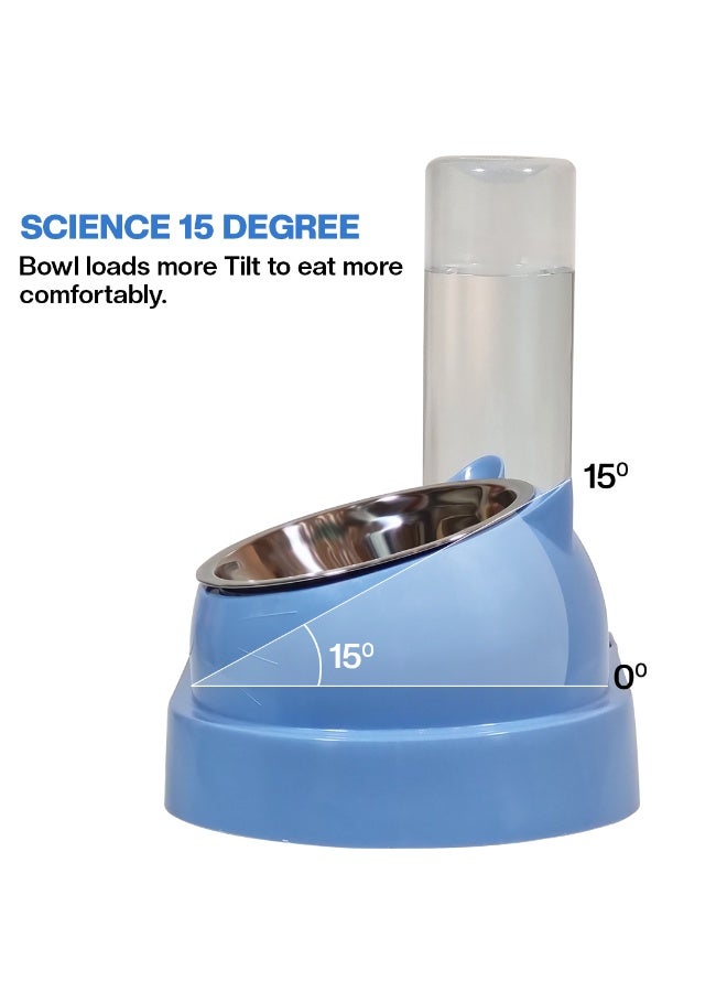 NNC PETS Dual bowl automatic feeder & water dispenser for Cats & Small dogs, Spill-proof food & water dispenser with Stainless steel bowl and Durable plastic, Easy to clean, 32.3 cm (BLUE) - Image 4