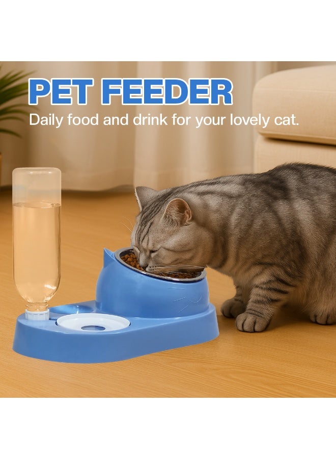 NNC PETS Dual bowl automatic feeder & water dispenser for Cats & Small dogs, Spill-proof food & water dispenser with Stainless steel bowl and Durable plastic, Easy to clean, 32.3 cm (BLUE) - Image 5