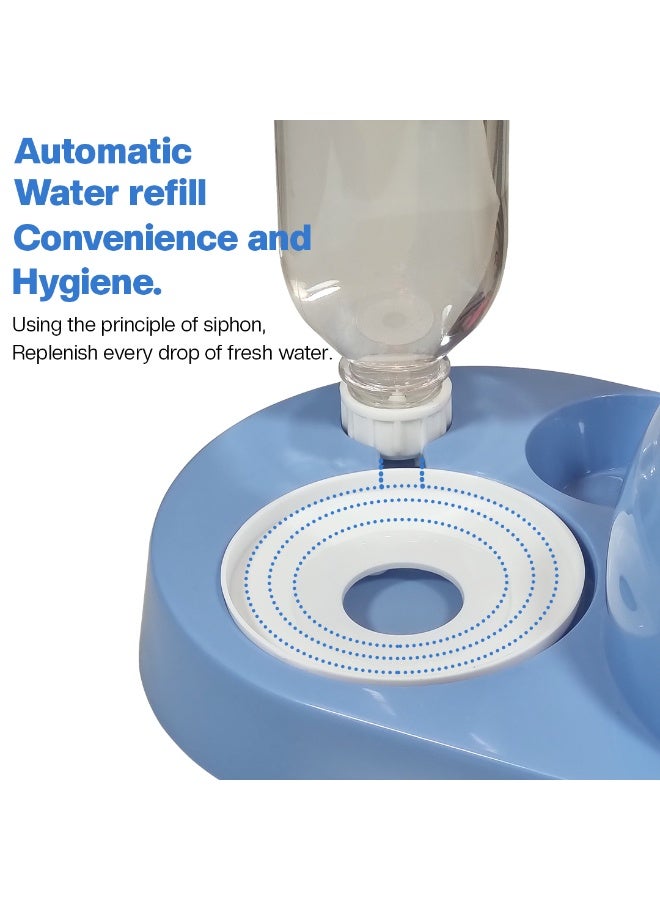 NNC PETS Dual bowl automatic feeder & water dispenser for Cats & Small dogs, Spill-proof food & water dispenser with Stainless steel bowl and Durable plastic, Easy to clean, 32.3 cm (BLUE) - Image 3