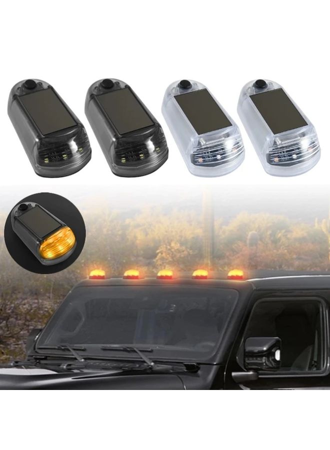 4 قطع زينه سياره LED ابيض بالطاقه الشمسيه سهل التركيب مضاد للتصادم ديكورات سيارات ودراجات ناريه السلامه - Image 1