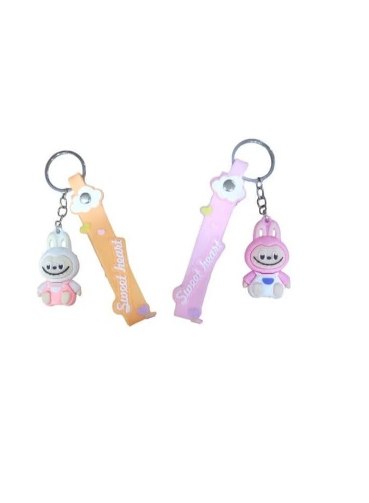 Labobo Toy Keychain, Lovely 3D Plastic Keychain, Cartoon Design (2 Pieces)