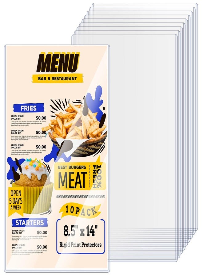 AKONEGE 10PCS Menu Covers 8.5" x 14" Rigid Print Protectors Clear Plastic Page Sheet Protectors for Legal Size Paper, Top Loading Hard Plastic Paper Sleeves for Poster Document Photo Birth Certificate - Image 1