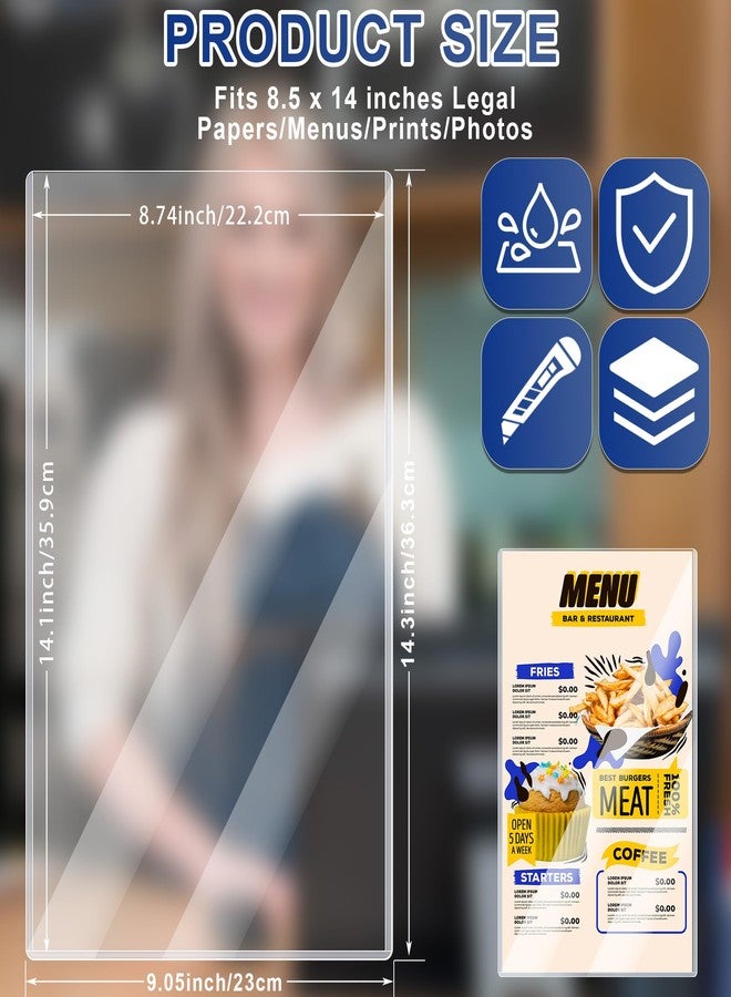 AKONEGE 10PCS Menu Covers 8.5" x 14" Rigid Print Protectors Clear Plastic Page Sheet Protectors for Legal Size Paper, Top Loading Hard Plastic Paper Sleeves for Poster Document Photo Birth Certificate - Image 2