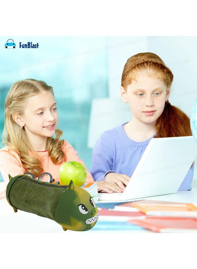 FunBlast Pencil Pouch for Girls, Soft Plush Pouch for Girls, Multipurpose Zipper Fur Pouch, Aesthetic Pouch for Girls, Kawaii Pencil Case, Cute Pouches for Girls, Return Gift for Kids (Green) - Image 2