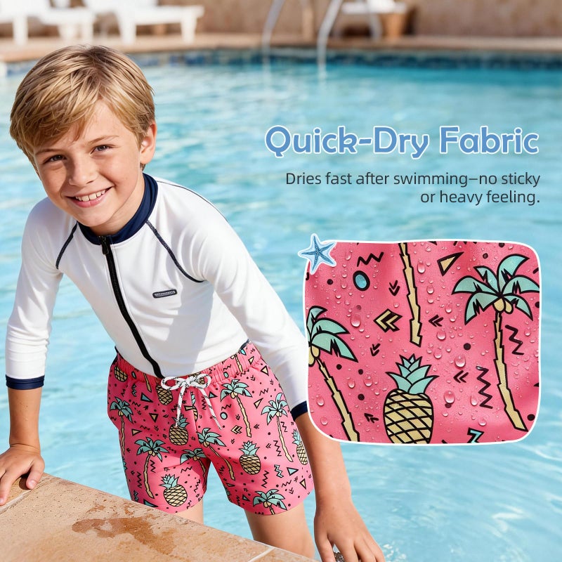 Durio Baby Boy Swim Trunks Quick Drying Swimsuit Baby Boy Bathing Suit Summer Swimwear Pink Pineapple 12-18M - Image 3