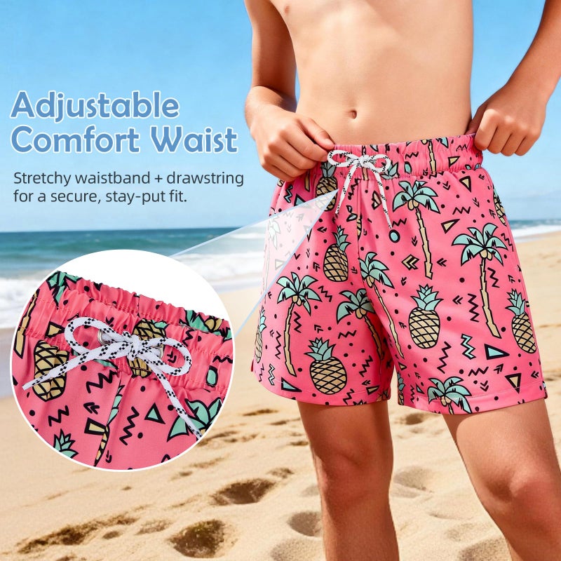 Durio Baby Boy Swim Trunks Quick Drying Swimsuit Baby Boy Bathing Suit Summer Swimwear Pink Pineapple 12-18M - Image 4