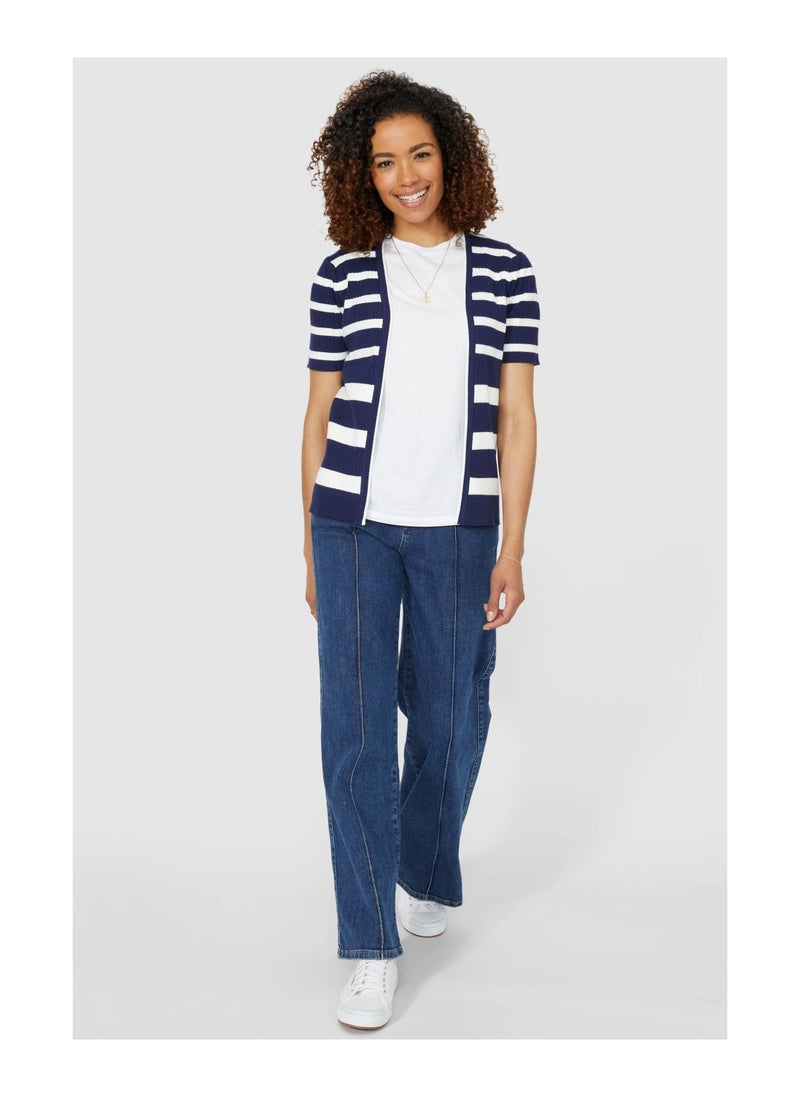 MAINE - Shortsleeve Edge to Edge Striped Cardigan - Image 1