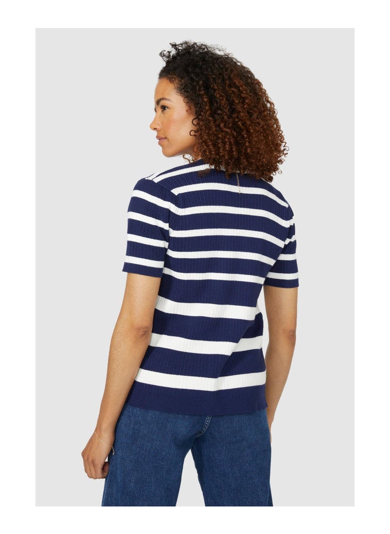 MAINE - Shortsleeve Edge to Edge Striped Cardigan - Image 1