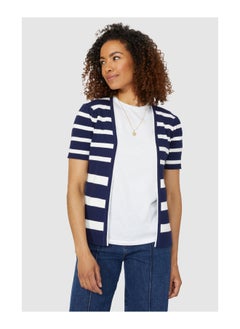 Shortsleeve Edge to Edge Striped Cardigan