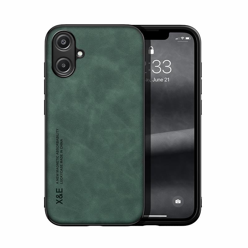 BURAQ Case Cover For Samsung Galaxy A06 5G Skin Feel Magnetic Leather Back Phone Case(Green) - Image 1