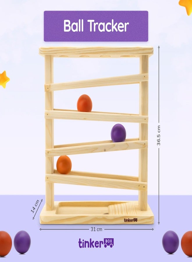 Tinker Box TinkerBox Wooden Ball Tracker | 12+ Months | Montessori Rolling Ball Toy for Toddlers & Kids | STEM Learning Puzzle for Visual Tracking & Motor Skills Development | Safe & Durable Wooden Toy - Image 2