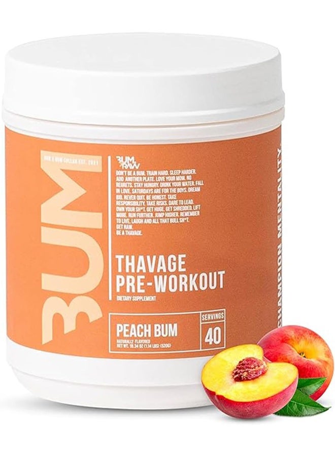 Raw مسحوق ثافاج لما قبل التمرين، 40 حصة، خوخ - Image 1