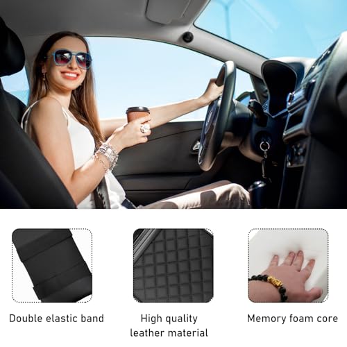 Suvnie Car Center Console Armrest Pillow, 14"×8.3" Memory Foam Auto Armrest Box Cover with Cup Holder & Phone Holder, Waterproof Leather Arm Rest Protector Cushion, Car Accessories (Diamond Pattern) - Image 3