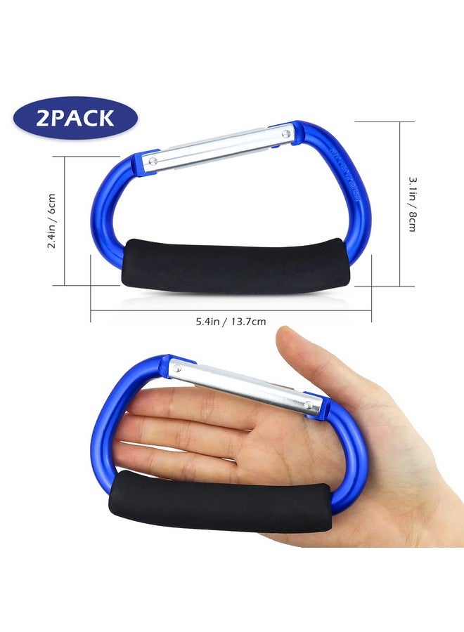 جيالي حقيبة تسوق بقالة من JIALEEY، حامل بمقبض، أداة حمل متعددة الأغراض، خطاف كبس، مجموعة خطاف عربة الأطفال، ملحقات منظمة مع قبضة إسفنجية ناعمة للتعليق، عبوة من قطعتين، أزرق - Image 1