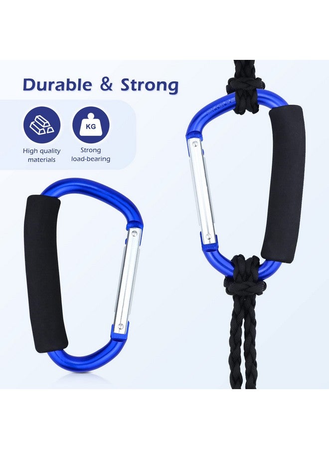 جيالي حقيبة تسوق بقالة من JIALEEY، حامل بمقبض، أداة حمل متعددة الأغراض، خطاف كبس، مجموعة خطاف عربة الأطفال، ملحقات منظمة مع قبضة إسفنجية ناعمة للتعليق، عبوة من قطعتين، أزرق - Image 2