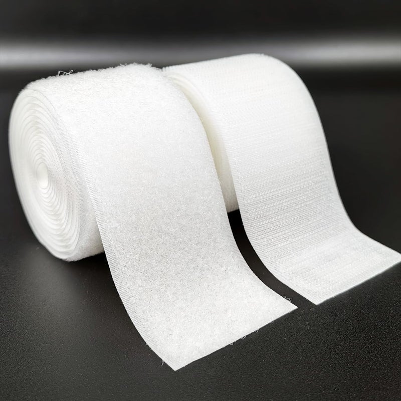 Matenf Sew On Hook and Loop Strips 2 Inch Wide Easy to Sew Excellent Grip Non Adhesive Interlocking Tape Hook  Loop Tape for Clothing Sewing Crafts and DIY Projects 2 x 6 White
