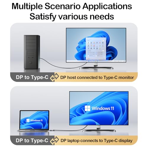 DiamondTiger Bidirectional USB-C to DisplayPort 1.4 Cable 8K@60Hz 4K@240Hz, 5FT/1.5M DP to USB C Thunderbolt 4 Cord,Aluminum Case Nylon Braided, Compatible with iPhone 16 Pro Max, MacBook Pro/Air, iPad(5FT/1.5M) - Image 4