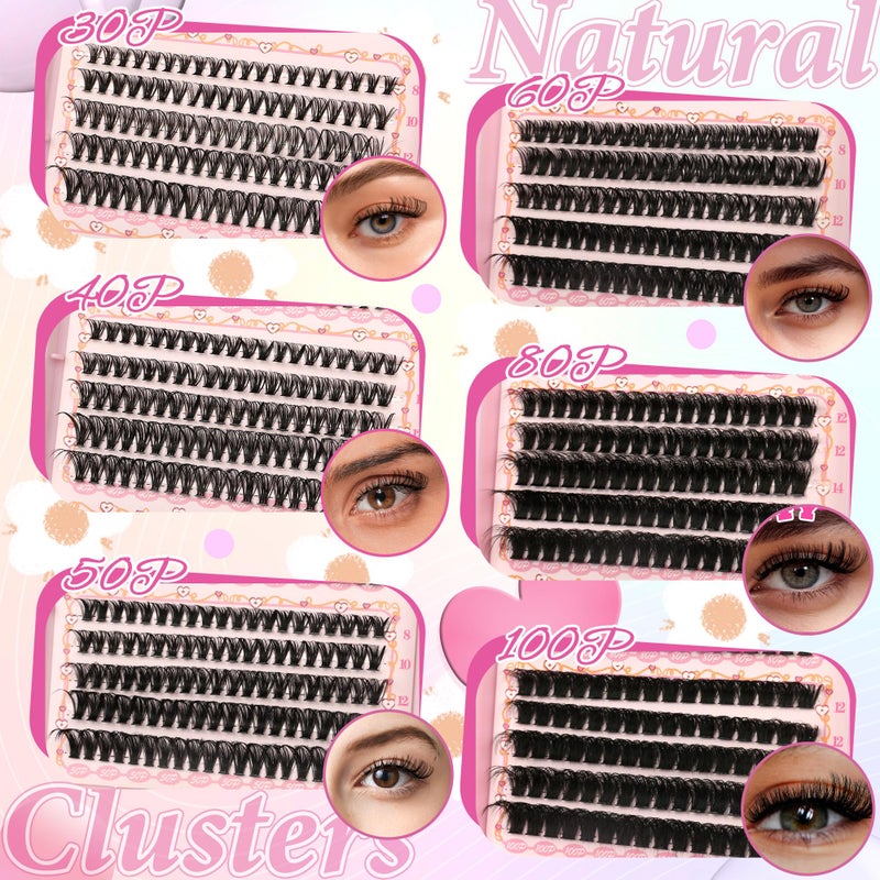 Gmagictobo DIY Lash Clusters Kit Volume Lash Clusters Thick Eyelash Extension Kit Individual Lashes Thin Band Lashes Clusters Lash Bond and Seal Lash Tweezers - Image 2