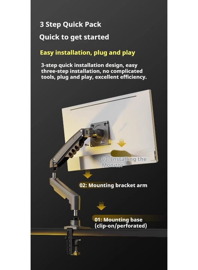 Generic Monitor Desk Mount Stand Full Motion Swivel Monitor Arm with Gas Spring for 17-30''Monitors(Within 4.4lbs to 19.8lbs) Computer Monitor Stand（Black）  - Image 5