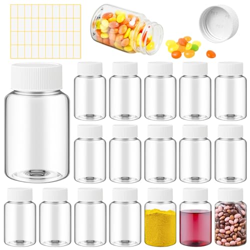 Lamoutor 18Pcs Clear Pill Bottle Plastic Medicine Bottle Empty Reagent Chemical Containers with Caps for Liquid Solid Powder Medicine 80ML - Image 1