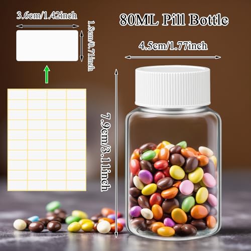 Lamoutor 18Pcs Clear Pill Bottle Plastic Medicine Bottle Empty Reagent Chemical Containers with Caps for Liquid Solid Powder Medicine 80ML - Image 2