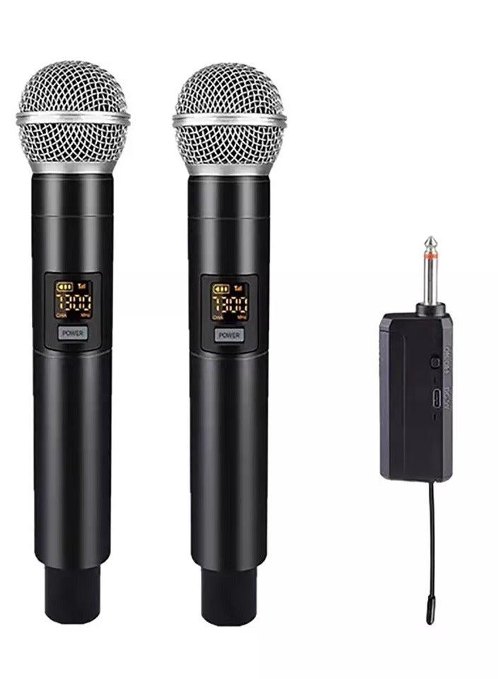 Wireless Microphone  UHF Cordless Dual Handheld Dynamic Mic Set With Rechargeable Receiver For Karaoke Party Voice Amplifier Singing Machine  - Image 1