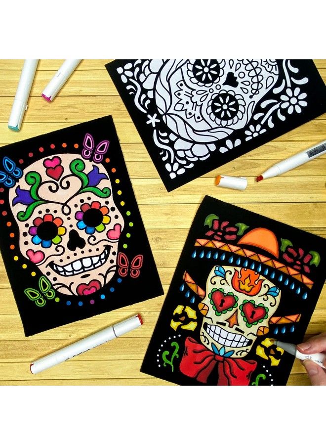 Stuff2Color Super Pack Of 18 Fuzzy Velvet Coloring Posters (Sugar Skulls Edition) Great Kid Friendly Halloween Day Of The Dead Dia De Los Muertos Arts And Craft Activity [Girls Boys Toddlers Teens Adults] - Image 4