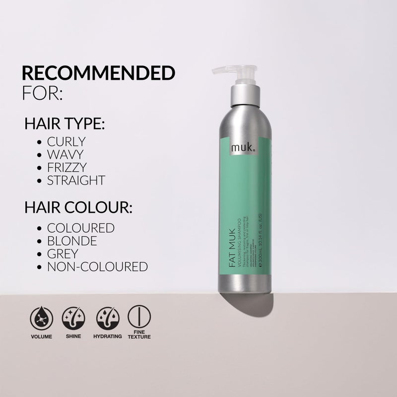 MUK. Fat Volumising Shampoo for Fine, Limp Hair - Volume Shampoo for All Hair Types including Dry & Damaged, Adds Body, Texture & Shine with Gel Formula, 300 ml - Image 5