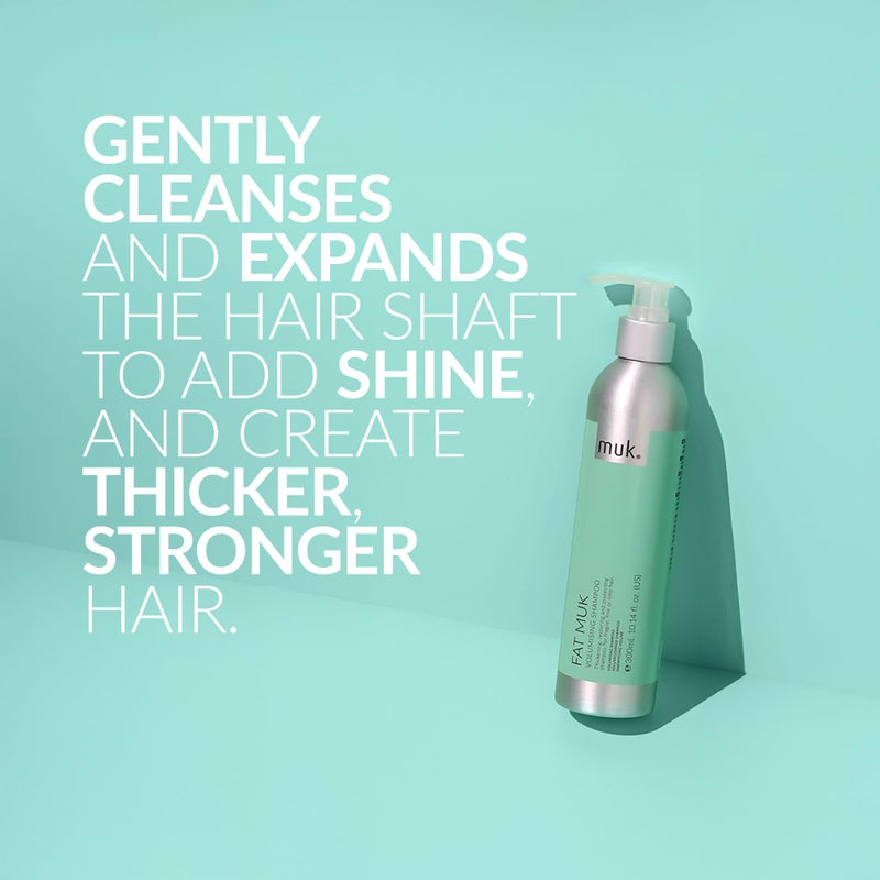 MUK. Fat Volumising Shampoo for Fine, Limp Hair - Volume Shampoo for All Hair Types including Dry & Damaged, Adds Body, Texture & Shine with Gel Formula, 300 ml - Image 2