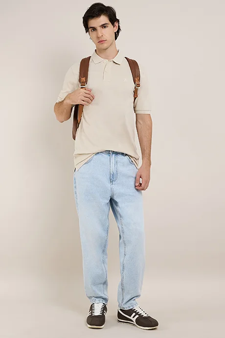 أر أند بي Solid Polo T-Shirt with Short Sleeves